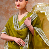 Olive Cutwork Anarkali Set