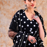 Noir Polka Wrap Anarkali Set