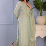 Aqua Blue Cotton Silk Kurta Set
