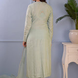 Aqua Blue Cotton Silk Kurta Set