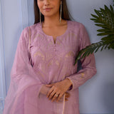 Lilac Cotton Silk Kurta Set