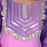 Ombre Pink & Purple Silk Blend Straight Kurti Set