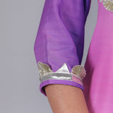 Ombre Pink & Purple Silk Blend Straight Kurti Set