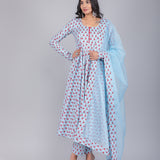 Powder Blue Rosette Anarkali Set