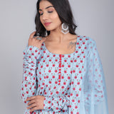 Powder Blue Rosette Anarkali Set