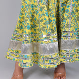 Turquoise & Yellow Floral Peplum Sharara Indo Western Set