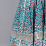 Sky Blue Floral Peplum Sharara Indo Western Set