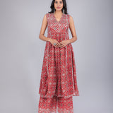 Mustard Yellow Floral Printed Peplum Salwar Set
