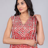 Mustard Yellow Floral Printed Peplum Salwar Set