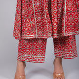 Mustard Yellow Floral Printed Peplum Salwar Set