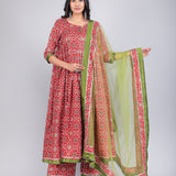 Scarlet Green Bandhani Print Anarkali Set
