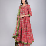 Scarlet Green Bandhani Print Anarkali Set