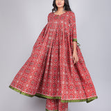 Scarlet Green Bandhani Print Anarkali Set