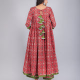 Scarlet Green Bandhani Print Anarkali Set