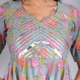 Powder Blue Floral Peplum Sharara Indo Western Set