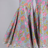 Powder Blue Floral Peplum Sharara Indo Western Set