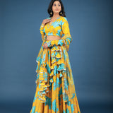 Multi-Color Panel Sequined Blended Lehenga Set