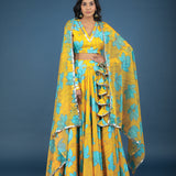 Multi-Color Panel Sequined Blended Lehenga Set
