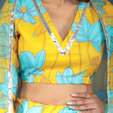 Multi-Color Panel Sequined Blended Lehenga Set