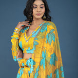 Multi-Color Panel Sequined Blended Lehenga Set