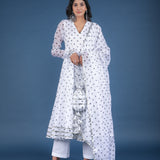 Ivory Polka Dot Sheer Anarkali Set