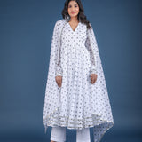 Ivory Polka Dot Sheer Anarkali Set