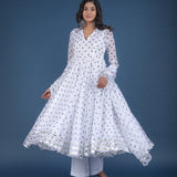 Ivory Polka Dot Sheer Anarkali Set