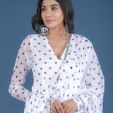 Ivory Polka Dot Sheer Anarkali Set