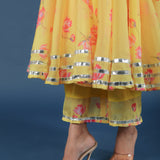 Sunshine Yellow Lotus Printed Georgette Anarkali Set