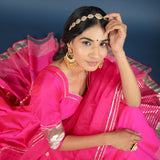 Hot Pink Silver Zari Anarkali Set