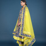 Peacock Blue All-Over Printed Cotton Anarkali Set