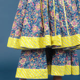 Peacock Blue All-Over Printed Cotton Anarkali Set