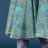 Sky Blue Lavender Floral Print Anarkali Set