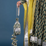 Forest Green Floral Print Anarkali Set