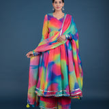 Rainbow Tie-Dye Ombre Anarkali Set