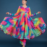Rainbow Tie-Dye Ombre Anarkali Set