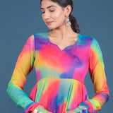 Rainbow Tie-Dye Ombre Anarkali Set