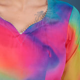 Rainbow Tie-Dye Ombre Anarkali Set