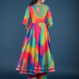 Rainbow Tie-Dye Ombre Anarkali Set