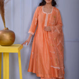 Peach Chanderi Kurti Set