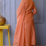 Peach Chanderi Kurti Set