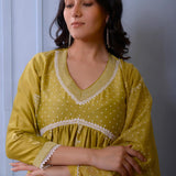 Olive Green Kurta With Palazzo Set