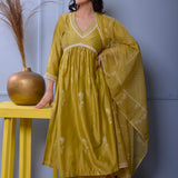 Olive Green Kurta With Palazzo Set