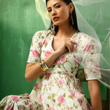 Ivory Rose Printed Blended Fabric Sharara Set With Pastel Dupatta