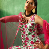 Ivory Rose Printed Blended Fabric Sharara Set With Pink Dupatta
