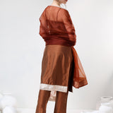 Rust Brown Silk Blend Salwar Set With Sheer Dupatta