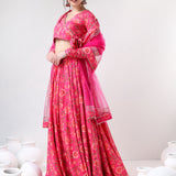 Hot Pink Florak Printed Cotton Lehenga Set
