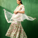 Ivory Rose Printed Blended Fabric Sharara Set With Pastel Dupatta