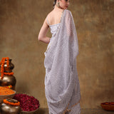 Lilac Strappy Georgette Salwar Set With Intricate Mirror Work Embroidery