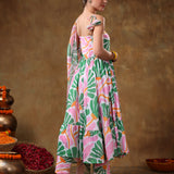 Ivory Abstract Printed Blended Fabric Cami Anarkali Set